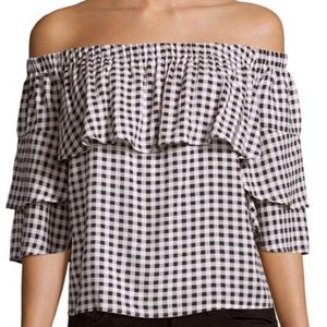 Lucca Couture Plaid Off Shoulder Top